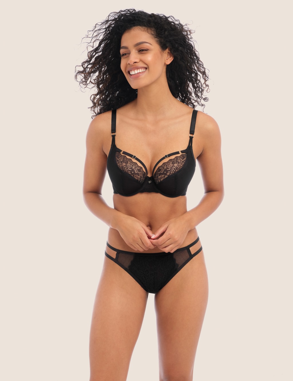 Temptress Lace Trim Wired Plunge Bra C-G