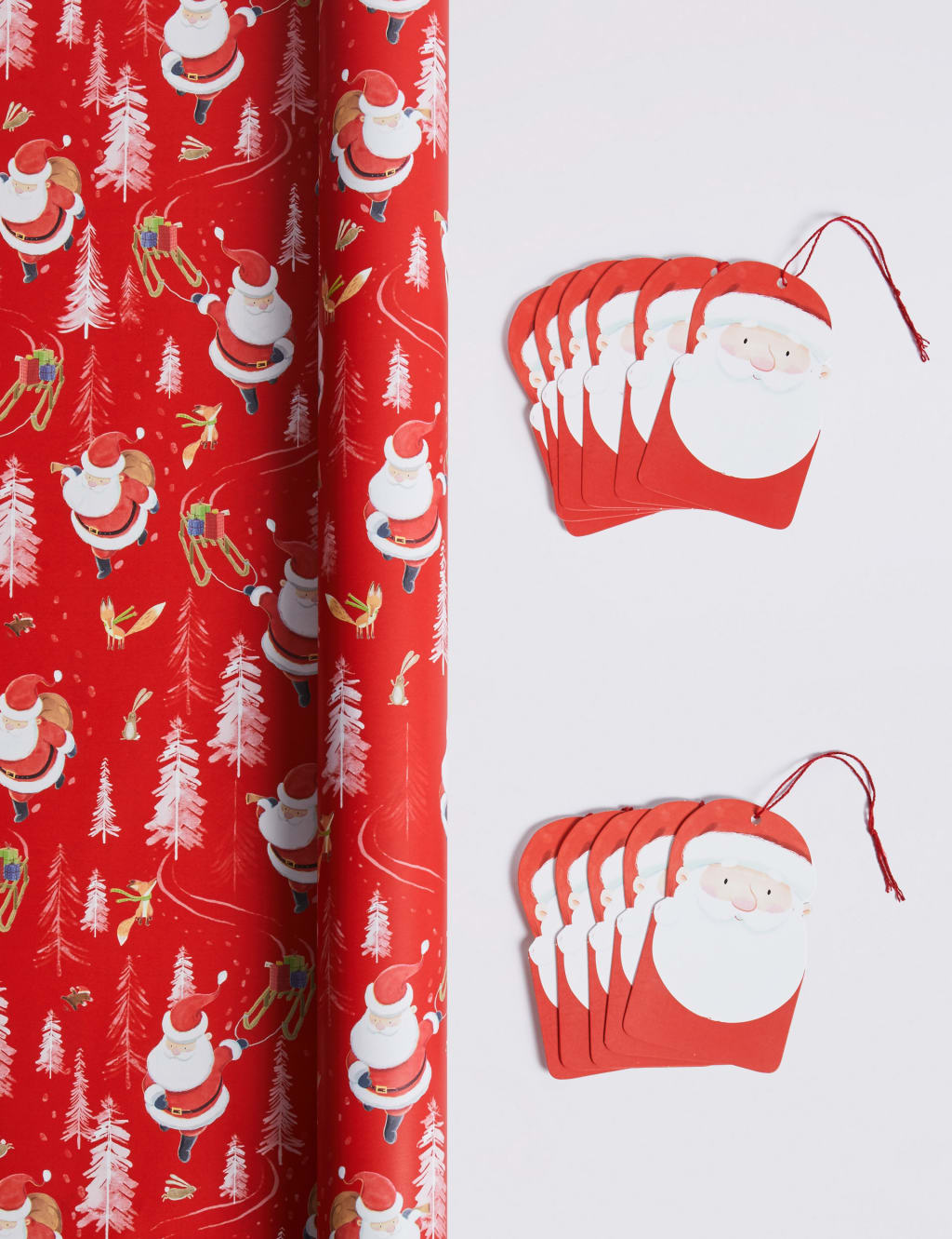 Santa Jumbo Christmas Wrapping Paper 14m & 12 Gift Tags Red