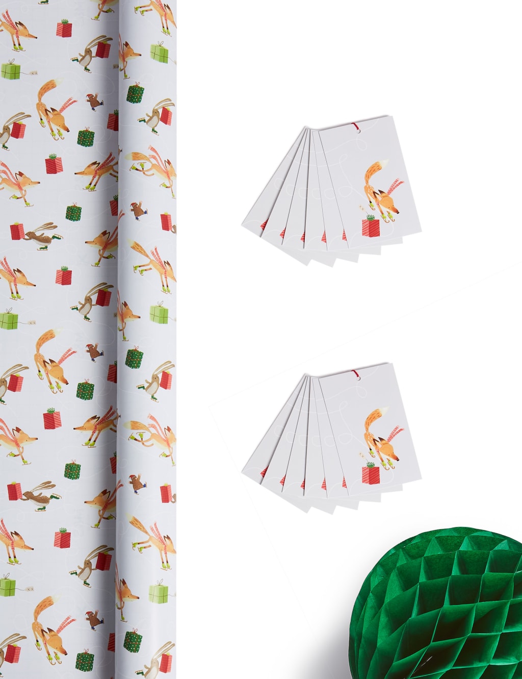 Fun Festive Jumbo Christmas Wrapping Paper 14m & 12 Gift Tags Red