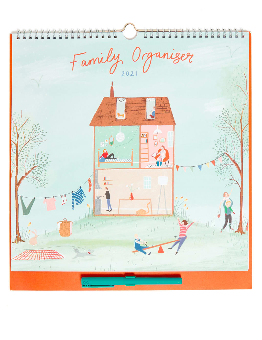 Illustrated 2025 Family Organiser with Pen
