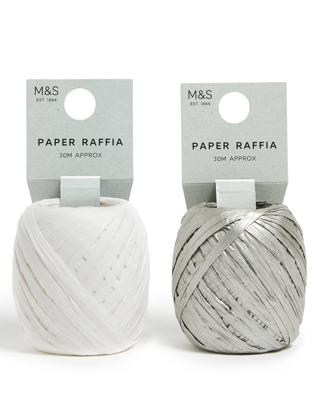 Silver & White Christmas Raffia Twin Pack