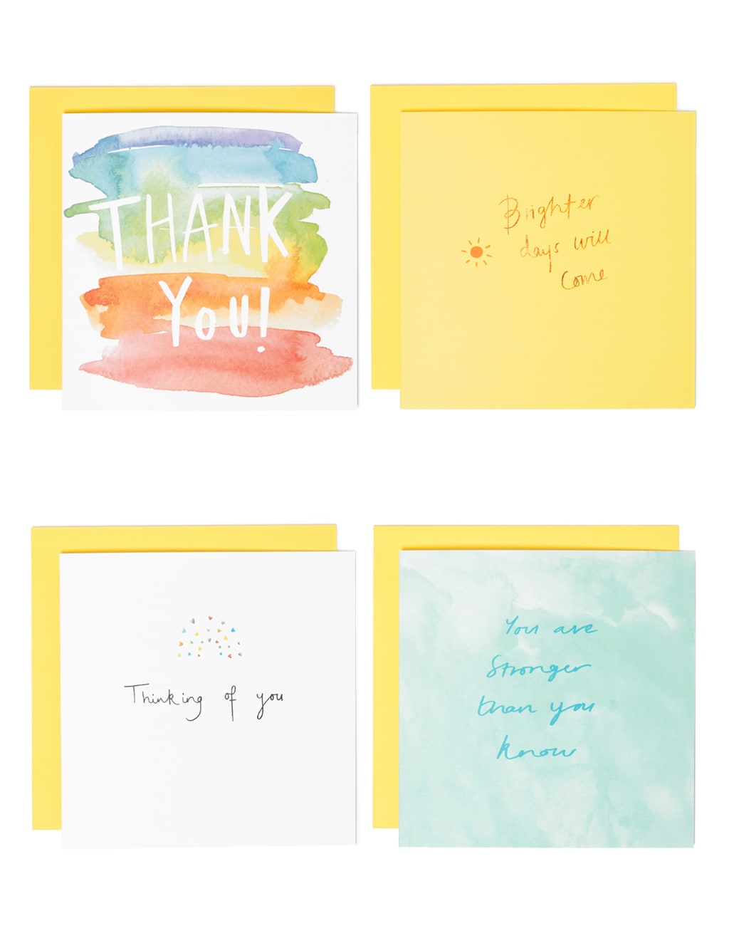 M&S Thinking of You & Thank You Card Pack - 8 Cards in 4 Designs