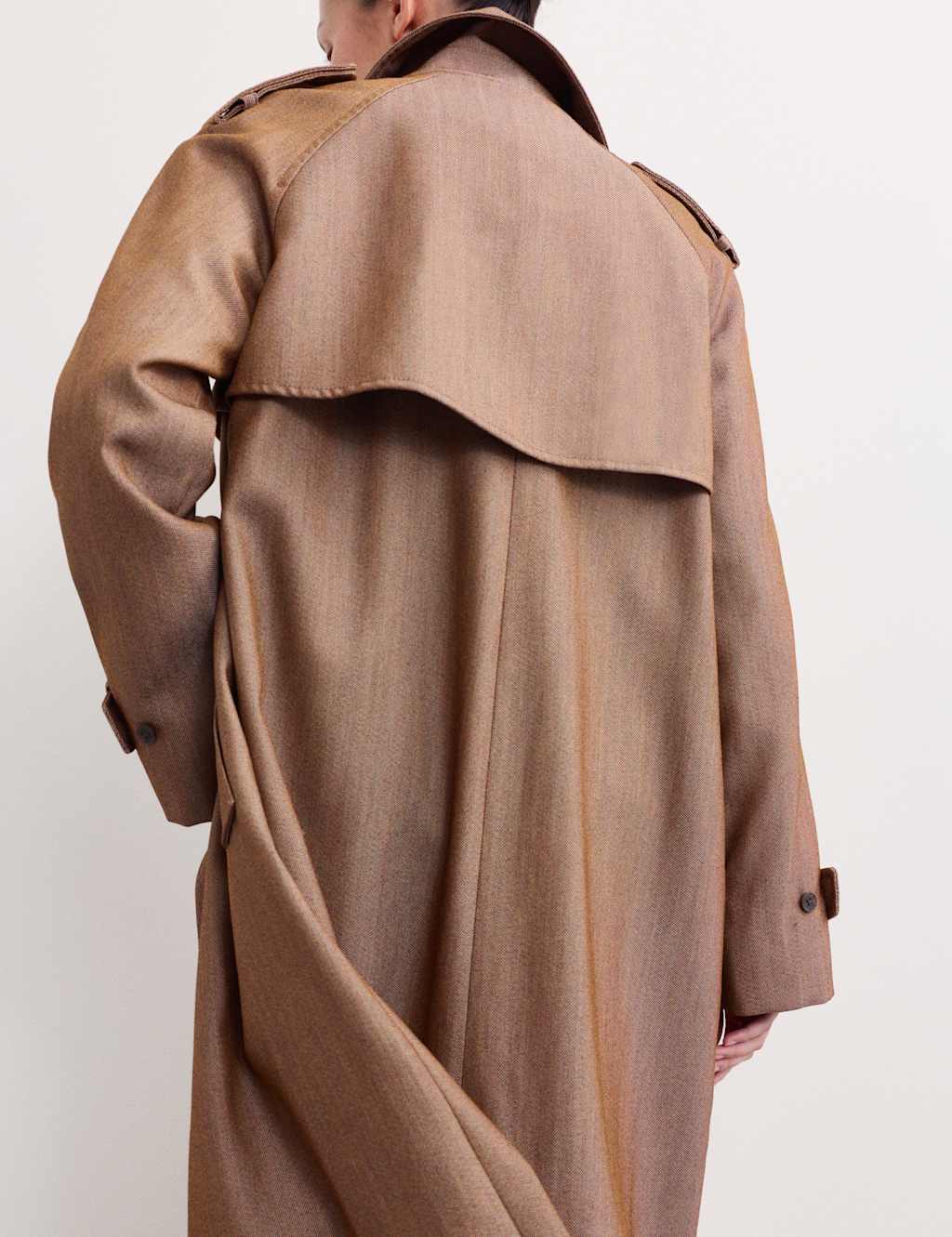 JAEGER Wool Rich Twill Collared Longline Overcoat Light Honey