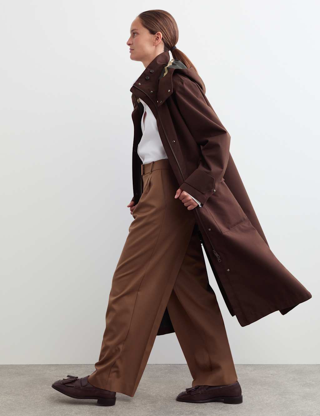 Jaeger Women's Waterproof Rain Jacket - 12 - Chocolate - By M&S