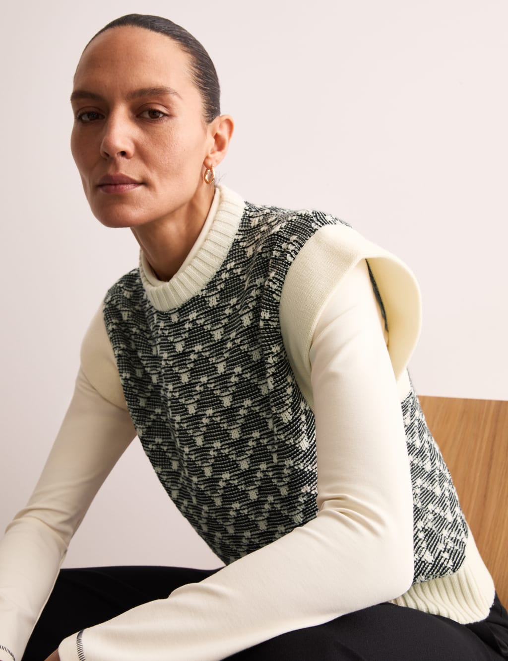 Pure Merino Wool Ribbed Knitted Vest
