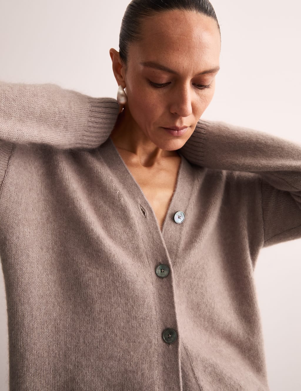 Mohair Blend V-Neck Button Through Cardigan