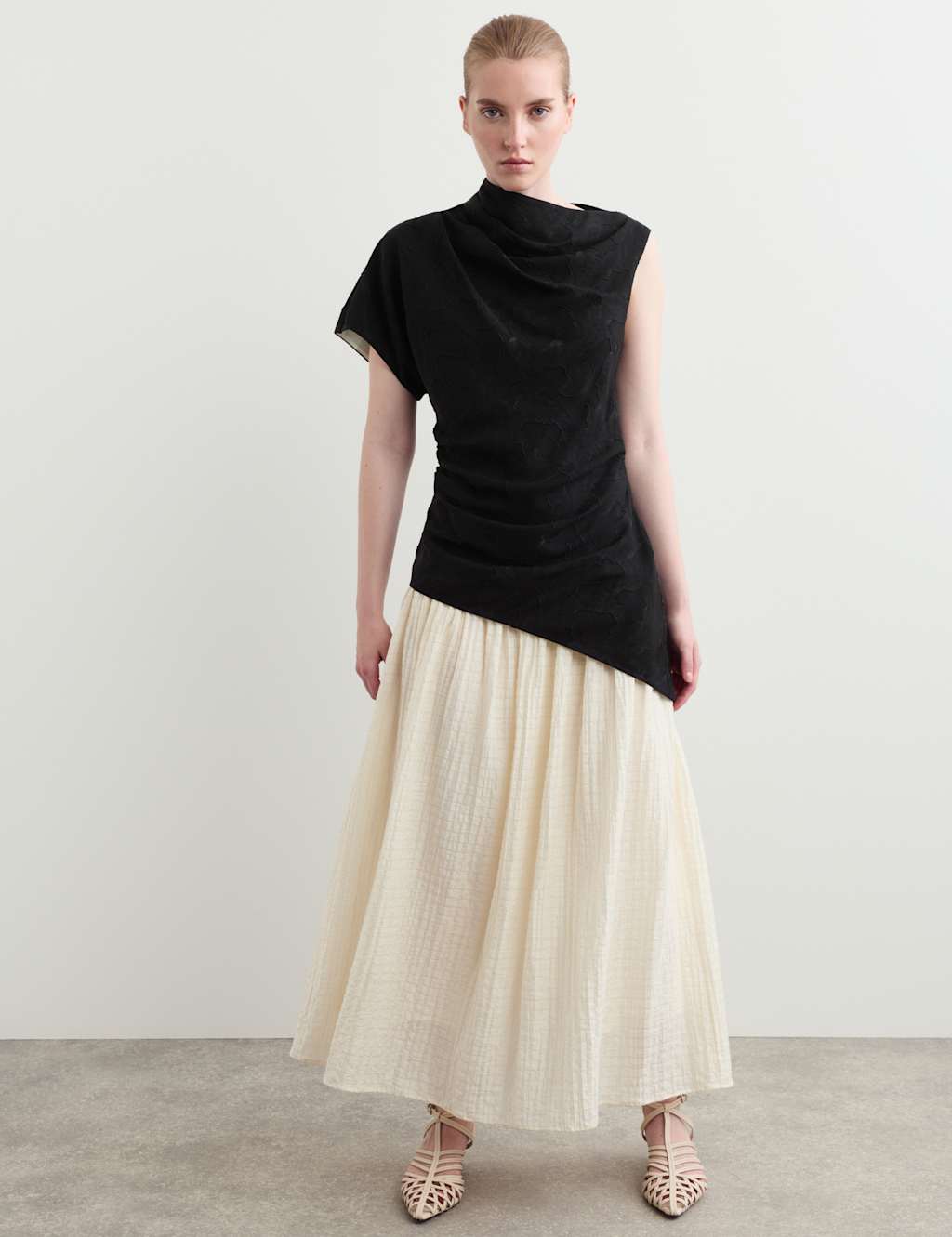 Jaeger Women's Lyocell Blend Colour Block Maxi Dress - 20 - Black Mix - By M&S