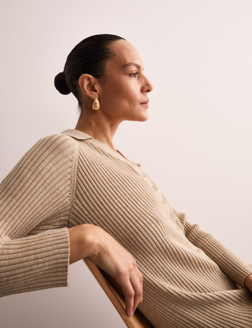 Pure Merino Wool Fitted Midi Knitted Dress