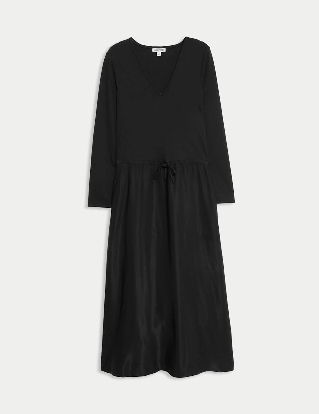 Cotton Blend Jersey Midi Waisted Dress