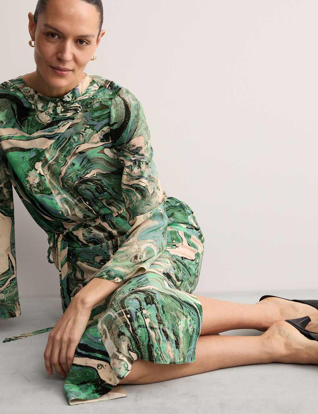 Marble Print Midi Column Dress