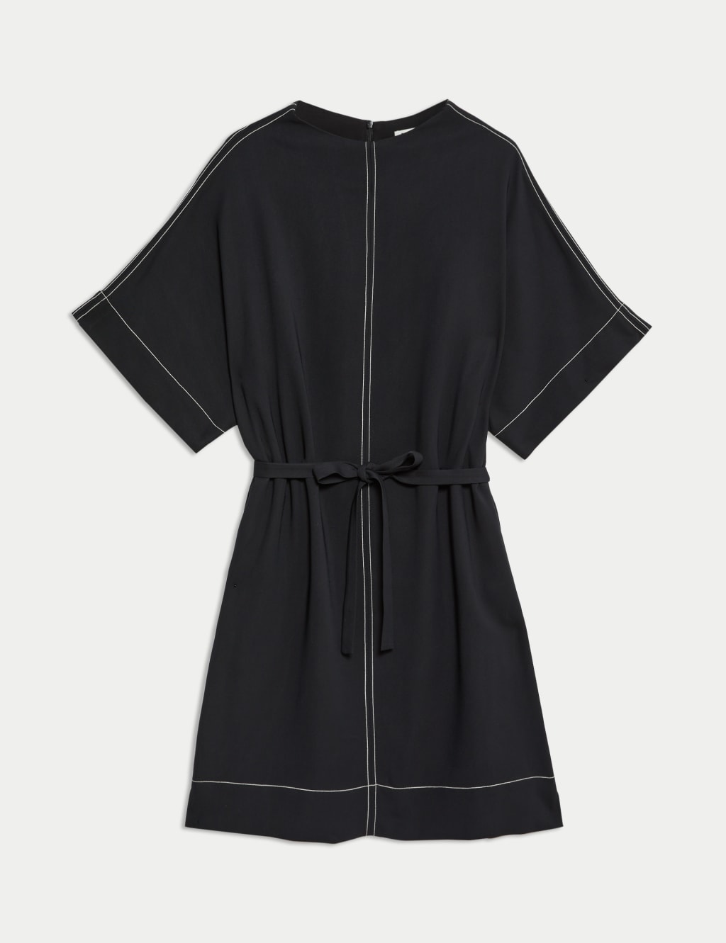 Crepe Tie Waist Mini Shift Dress