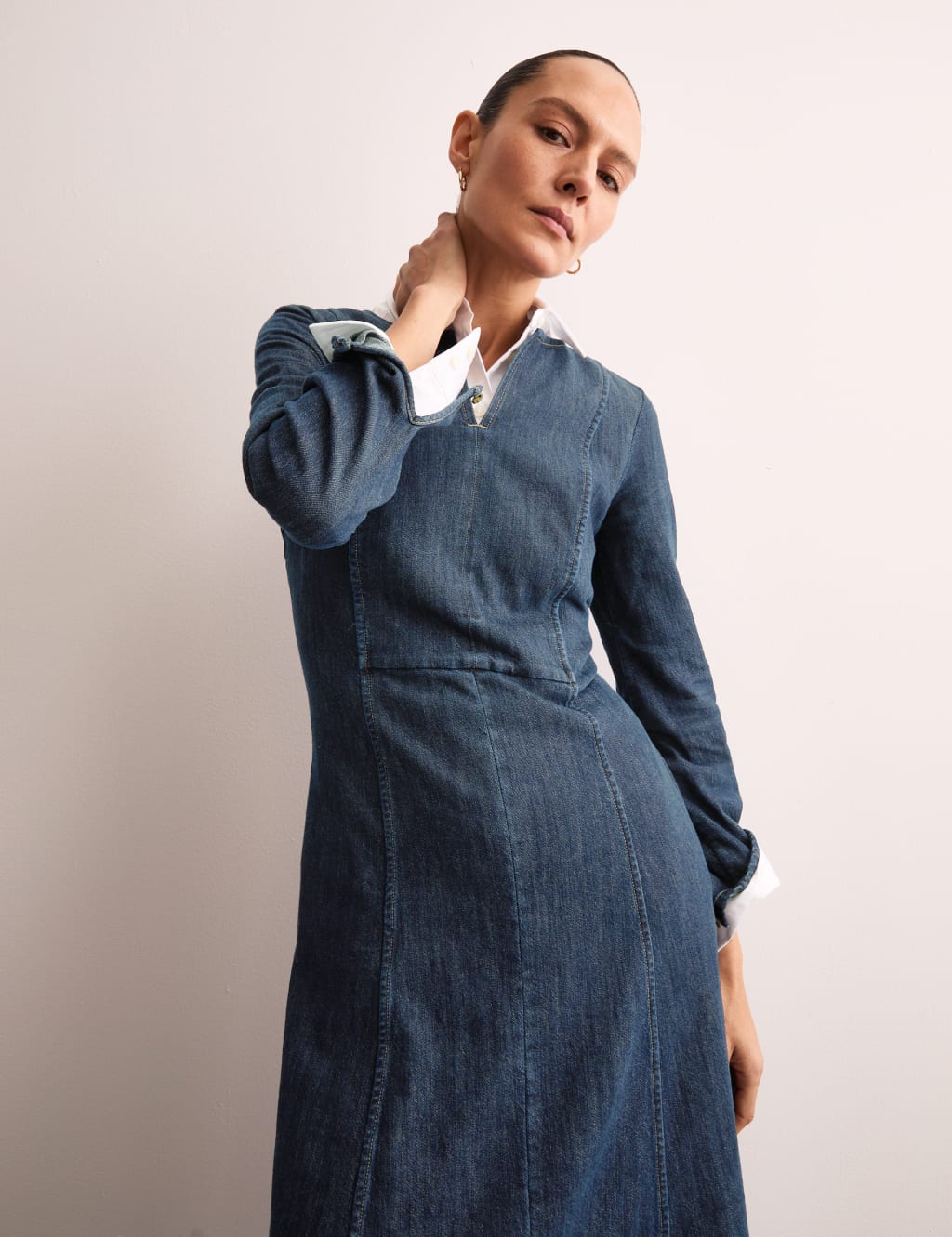 Denim Midi Fit and Flare Dress