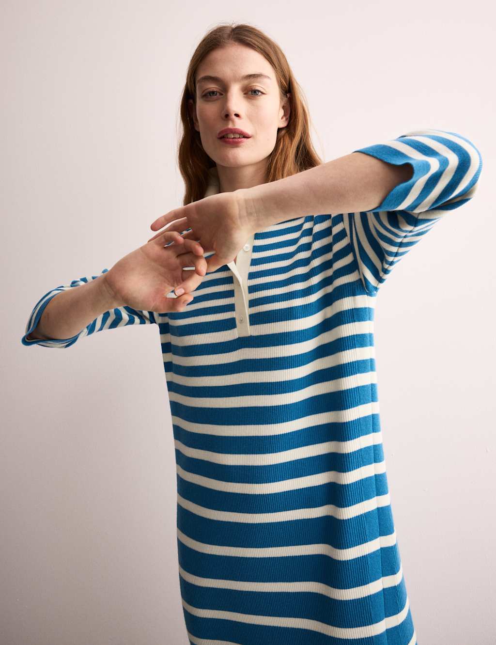 Merino Wool Rich Striped Midi Knitted Dress