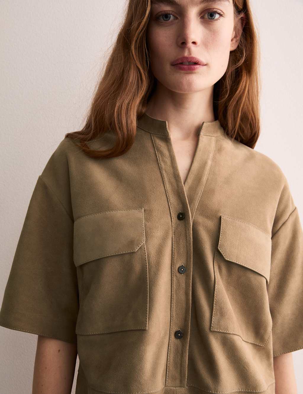Leather Button Front Knee Length Shift Dress