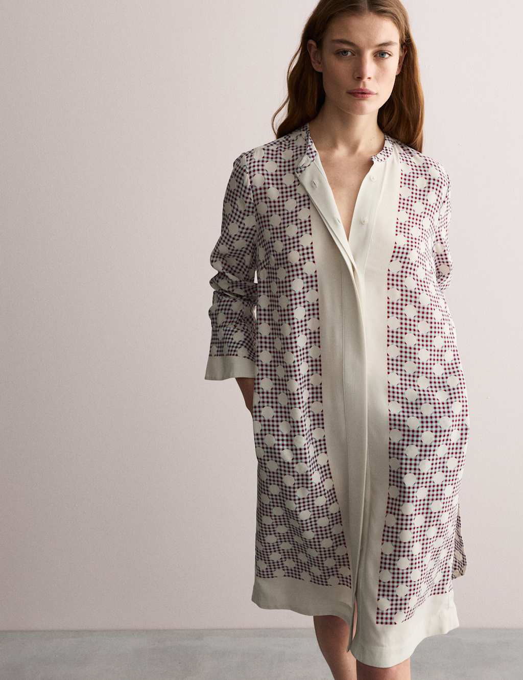 Gingham Spot Belted Mini Shirt Dress