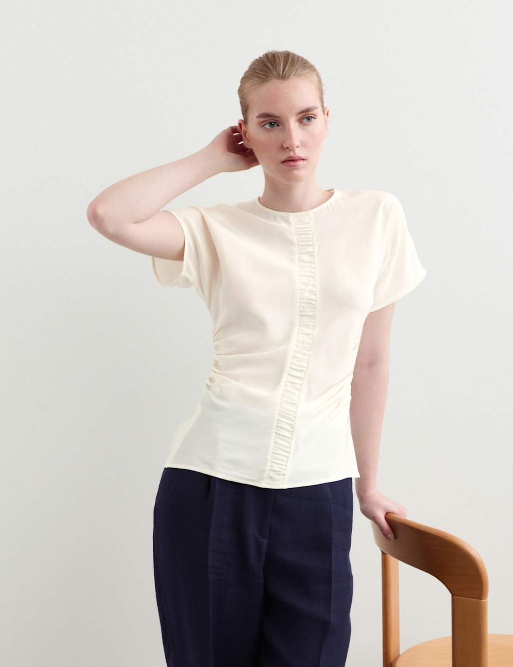 Jaeger Women's Pure Silk Ruched Shell Top - 20 - Ivory - By M&S