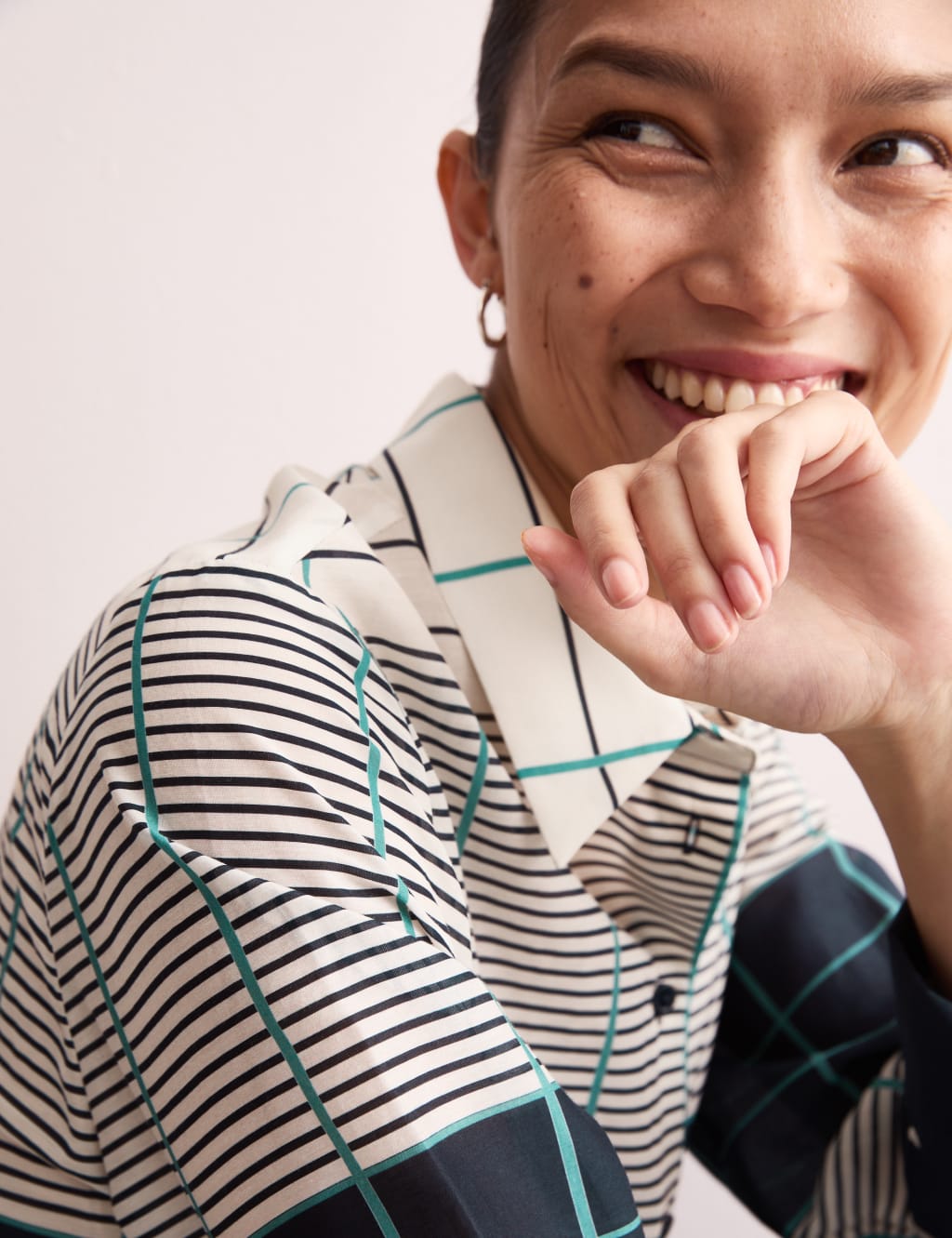 Silk Blend Checked Collared Shirt