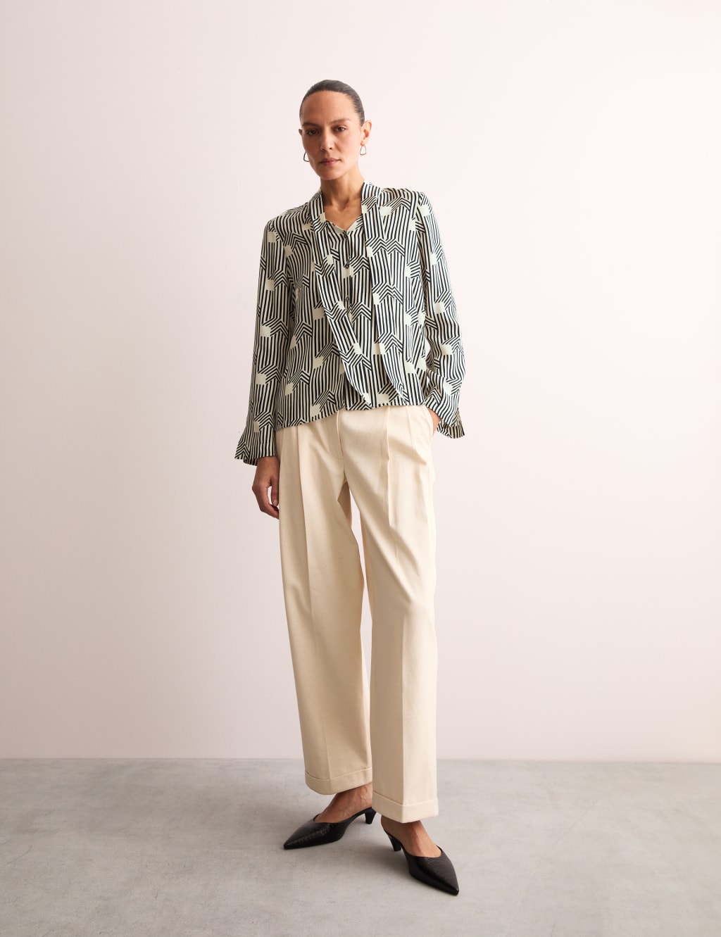 Geometric Tie Neck Top
