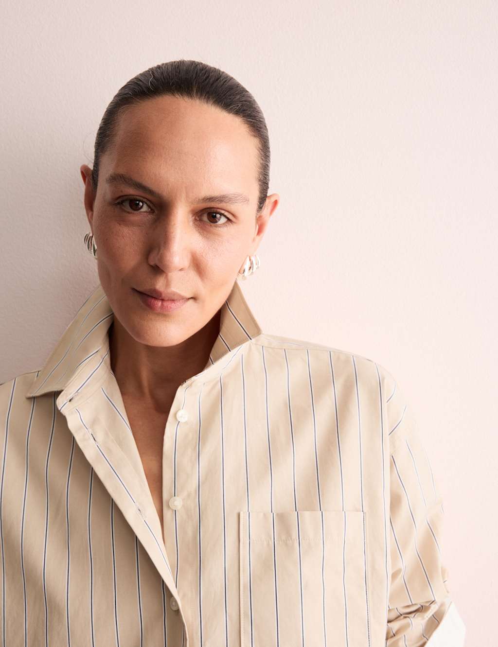 Pure Cotton Striped Collared Shirt