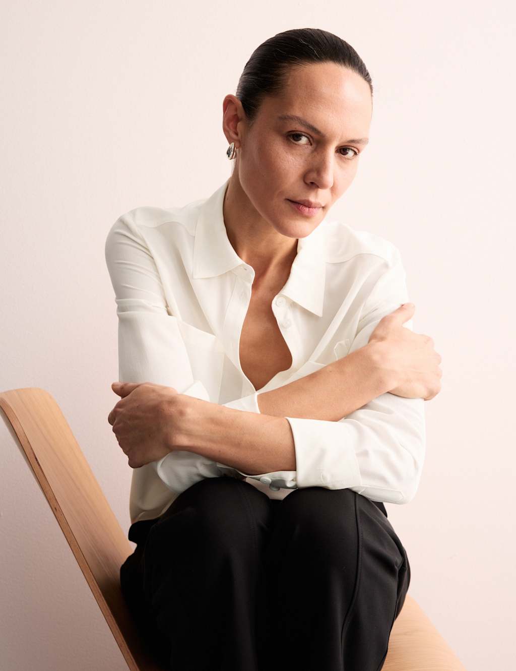 Pure Silk Collared Button Through Shirt
