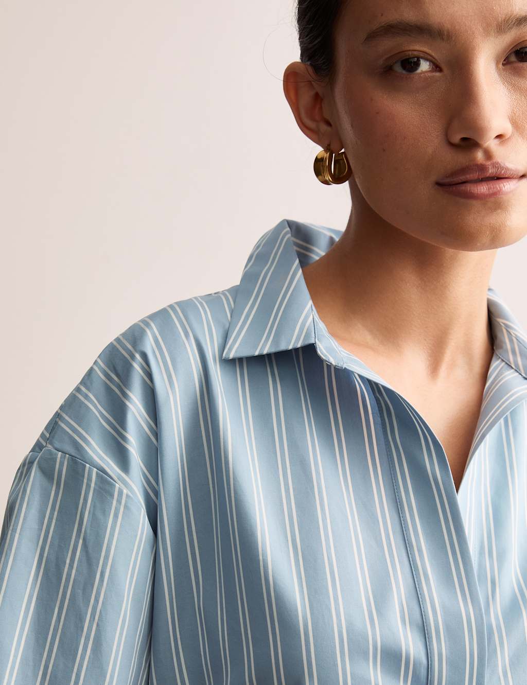 JAEGER Pure Cotton Striped Tunic Blue Mix