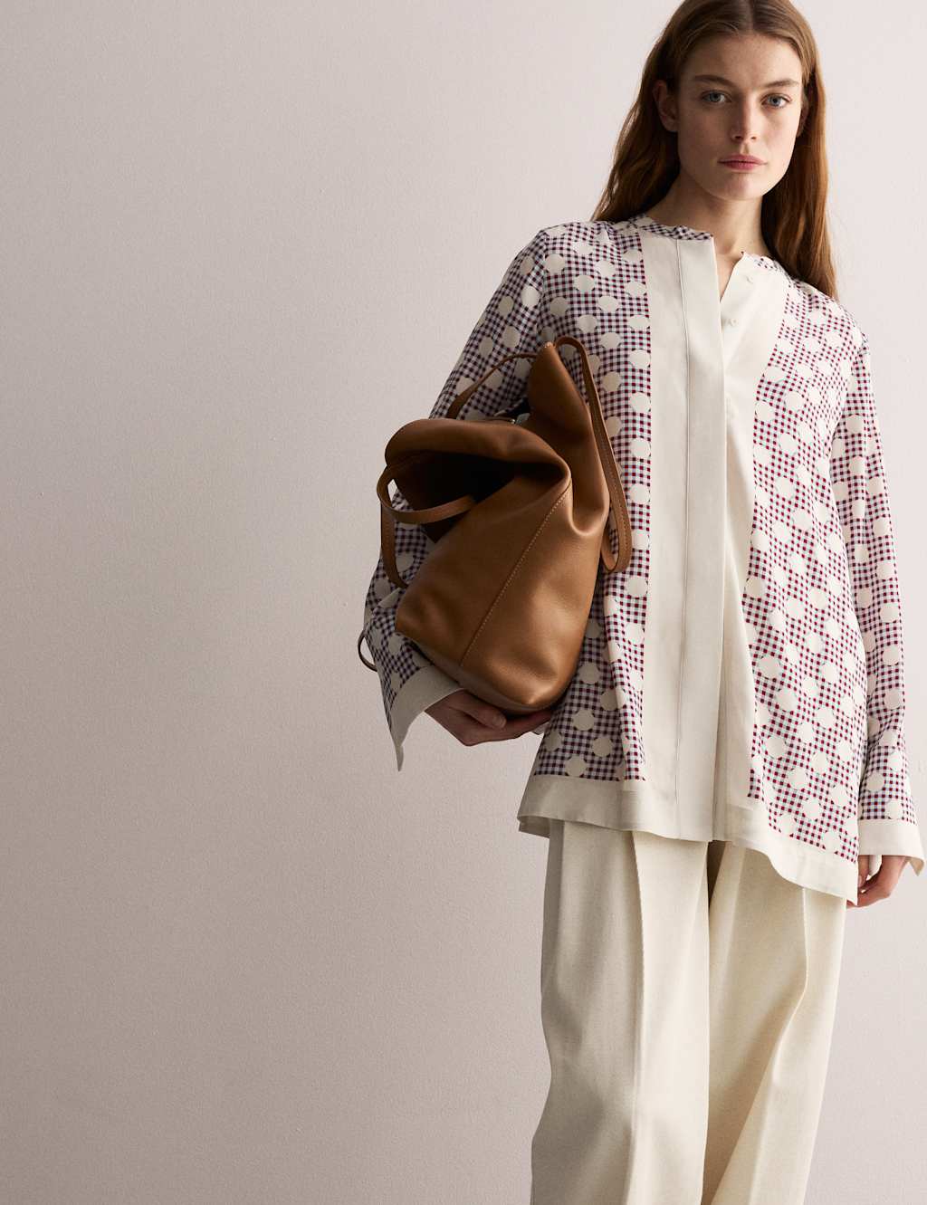 Gingham Spot Crew Neck Shirt