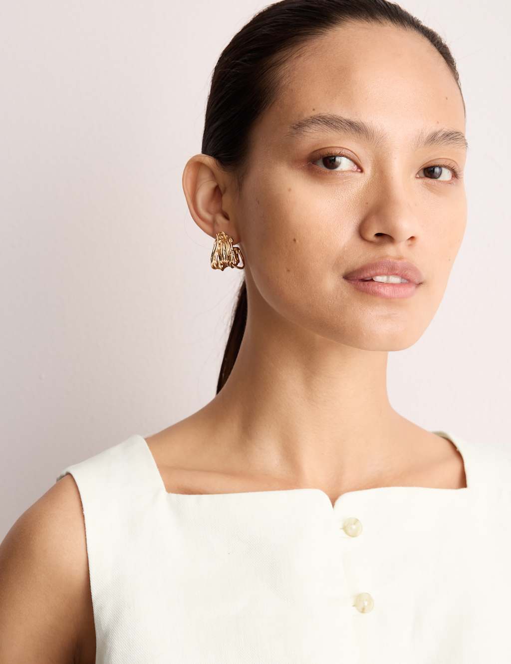 Linen Button Through Sleeveless Top