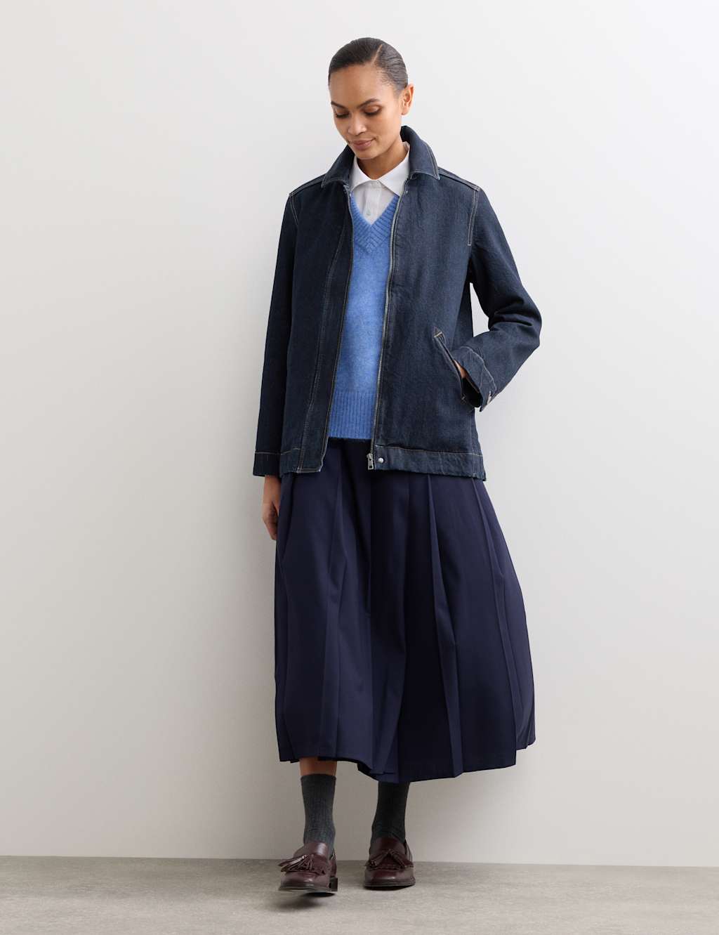 Jaeger Women's Denim Trucker Jacket - 12 - Indigo - By M&S