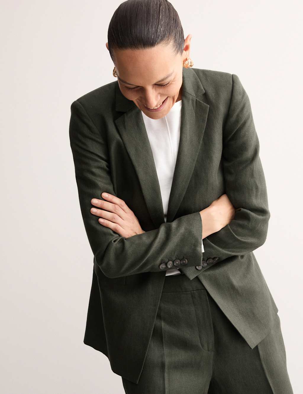 Pure Linen Single Breasted Blazer