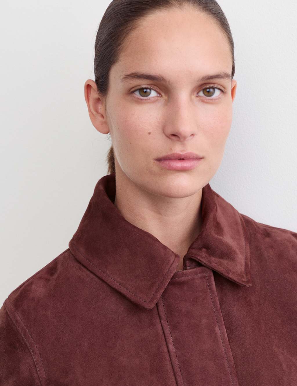 JAEGER Suede Trucker Jacket Bitter Chocolate