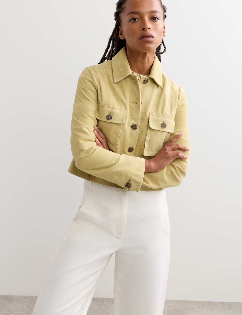 Jaeger Women's Suede Jacket - 12 - Antique Gold - By M&S