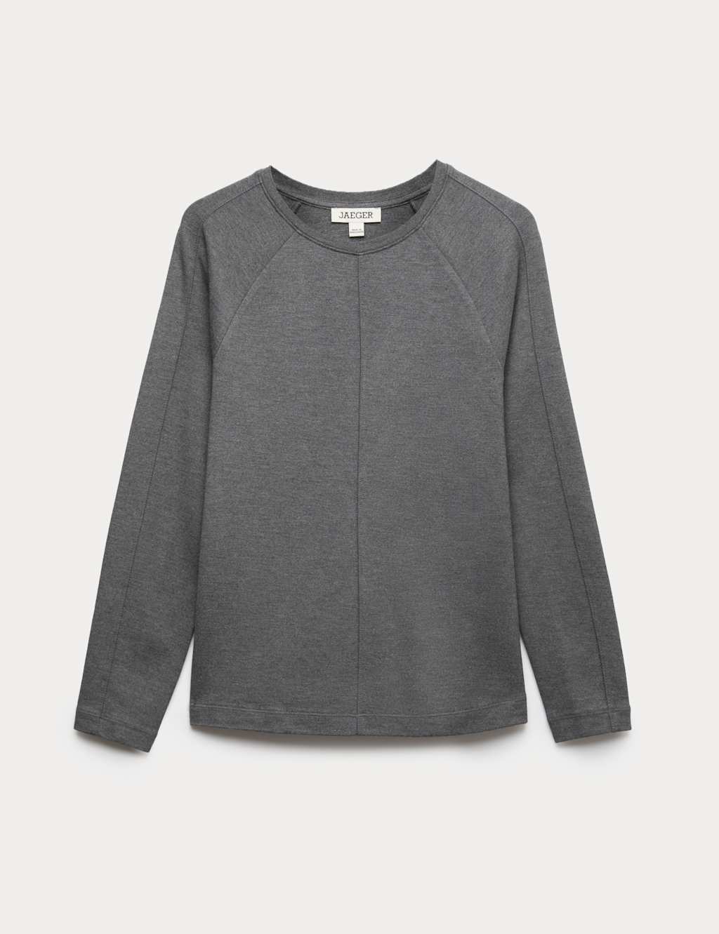 JAEGER Ribbed Seam Detail Long Sleeve Top Grey