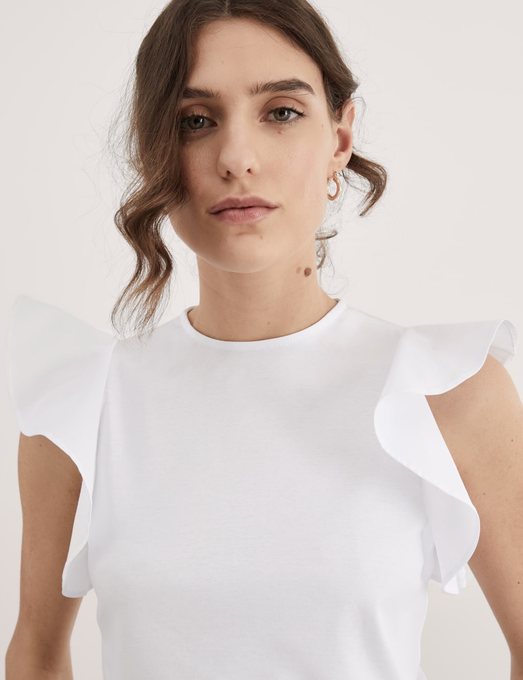 Pure Mercerised Cotton Ruffle Top