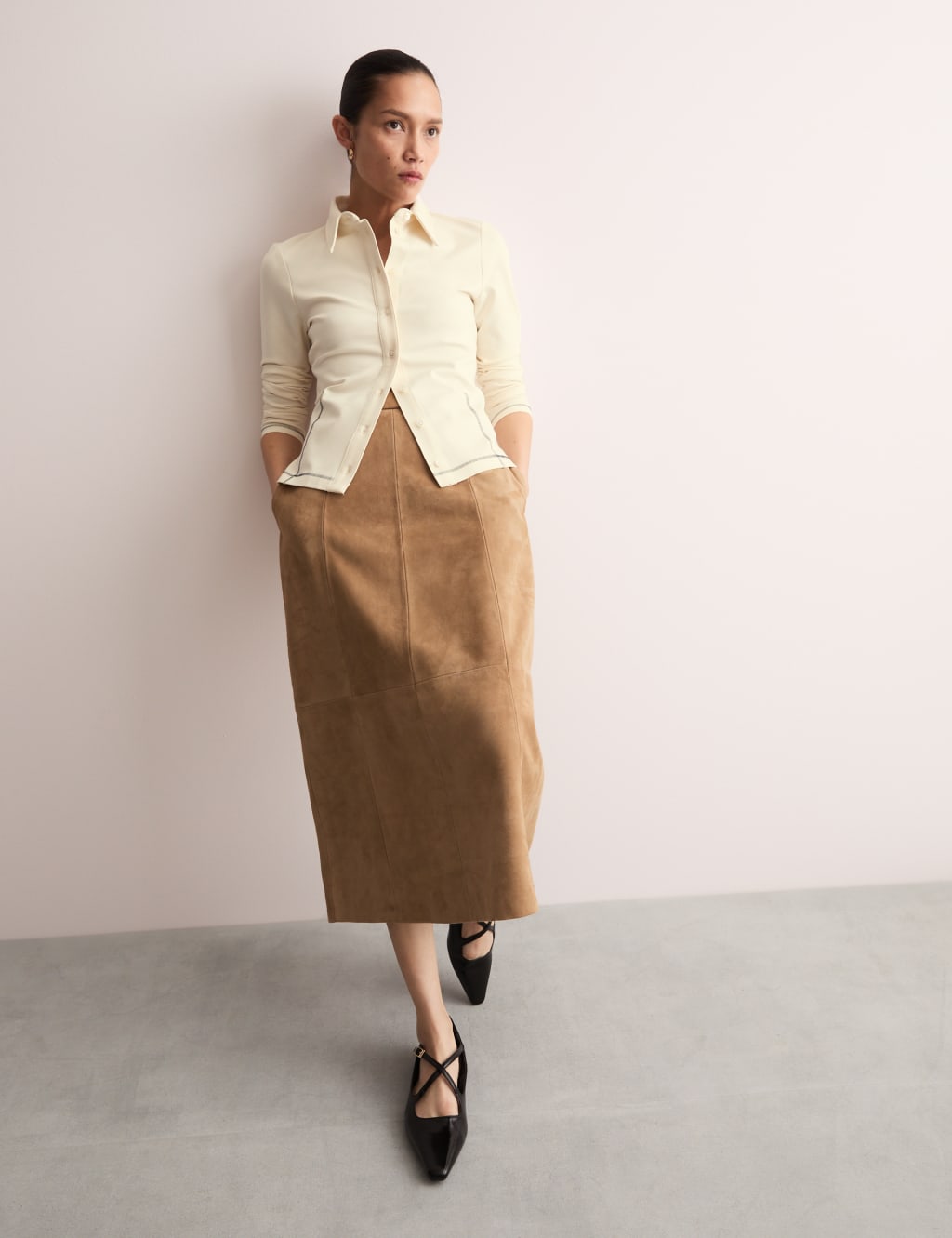 Jersey Collared Stitch Detail Shirt