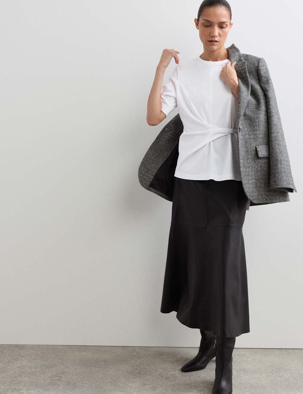 JAEGER Pure Cotton Tie Waist T-Shirt White