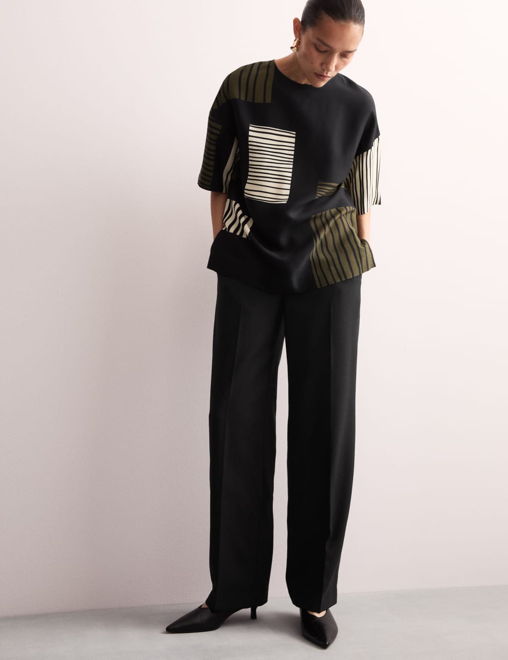Pure Wool Straight Leg Trousers