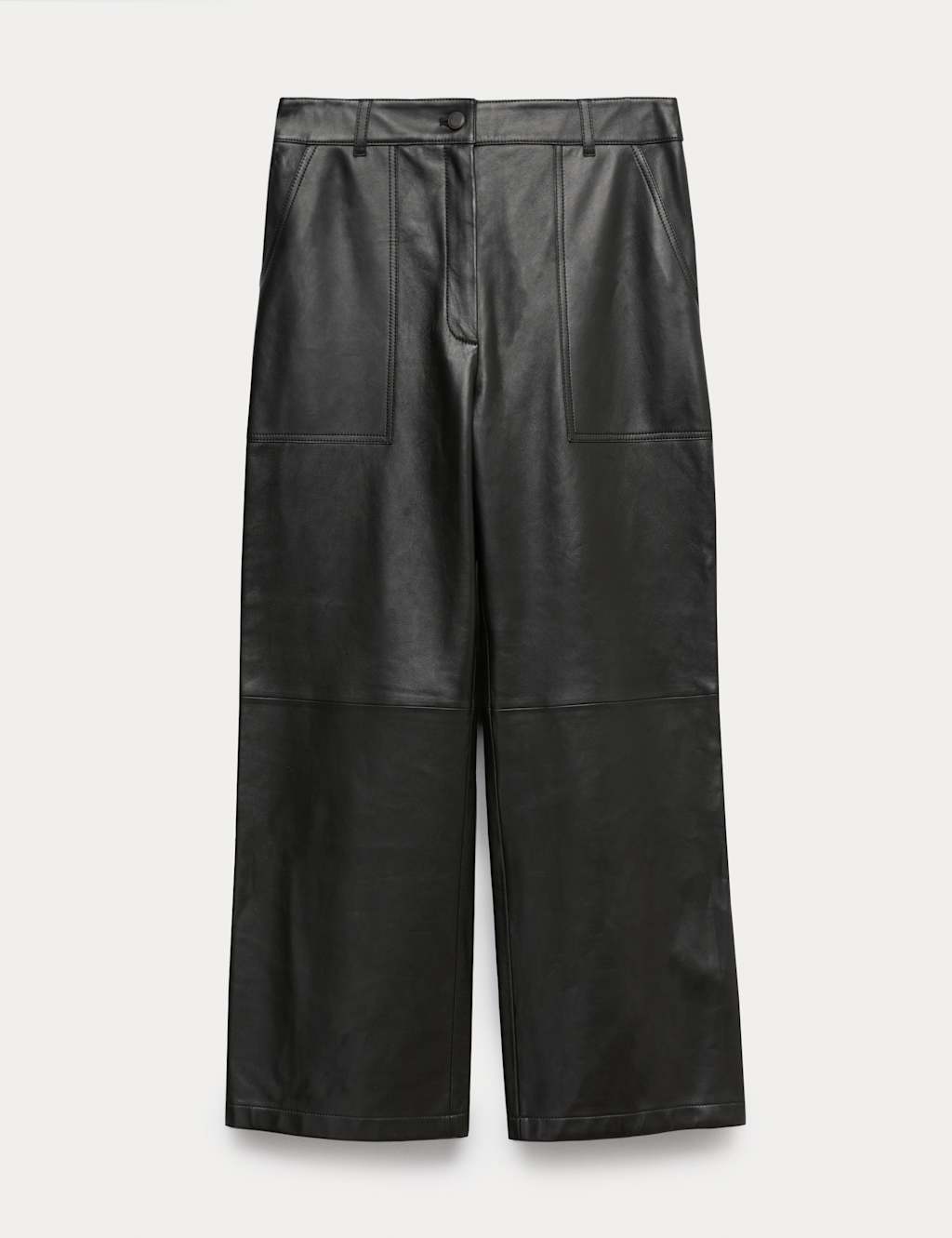 JAEGER Leather Wide Leg Trousers Black
