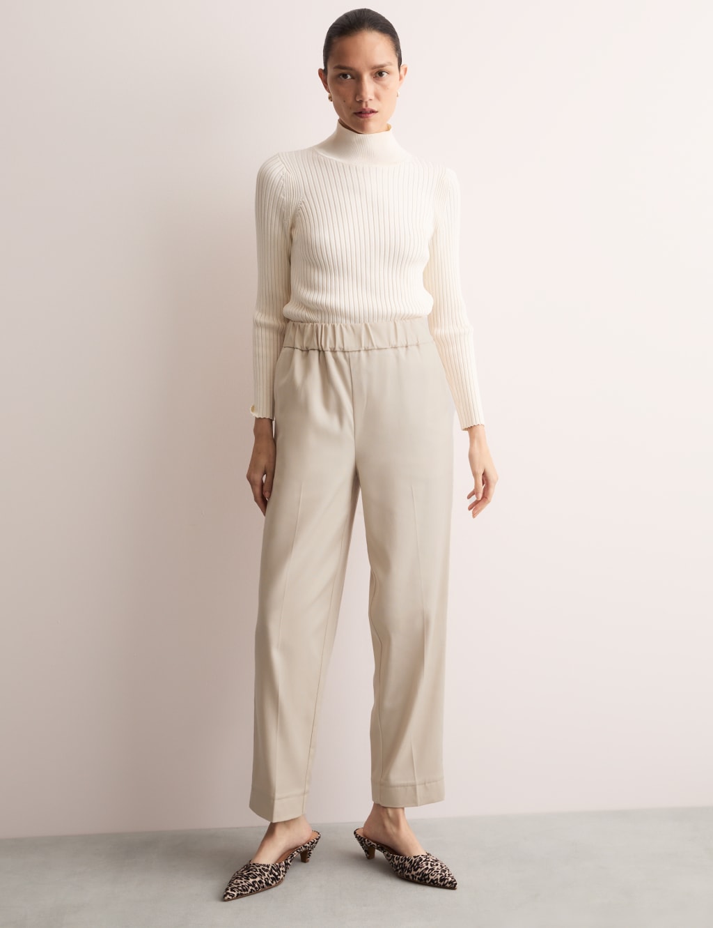 Elasticated Waist Tapered Trousers