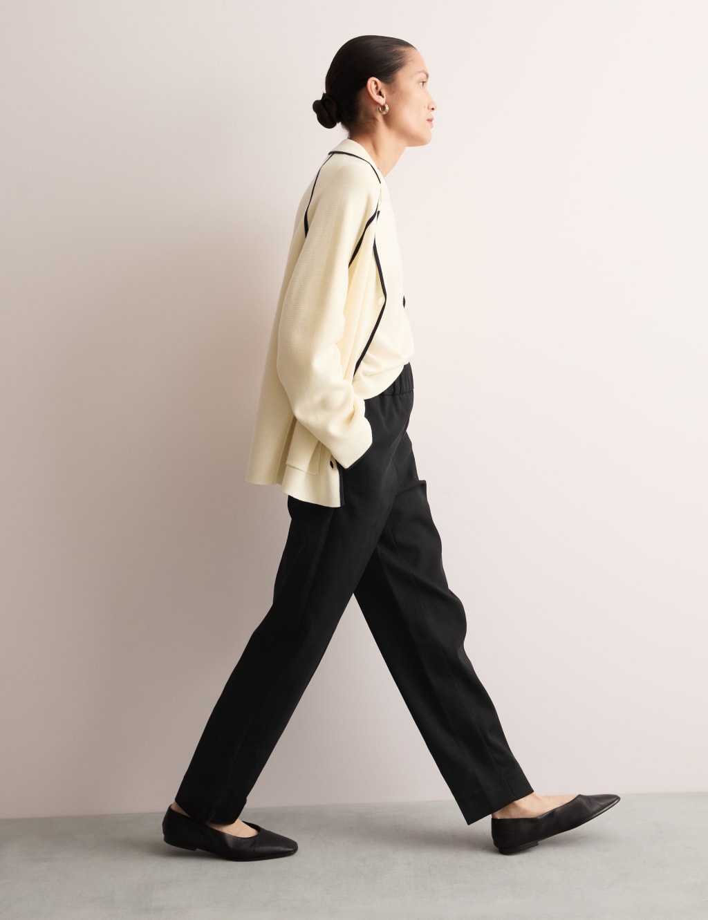 Elasticated Waist Tapered Trousers