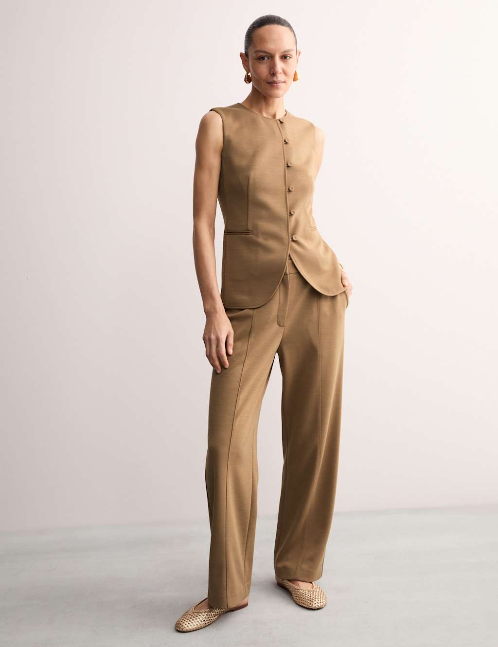 Wool Blend Wide Leg Trousers