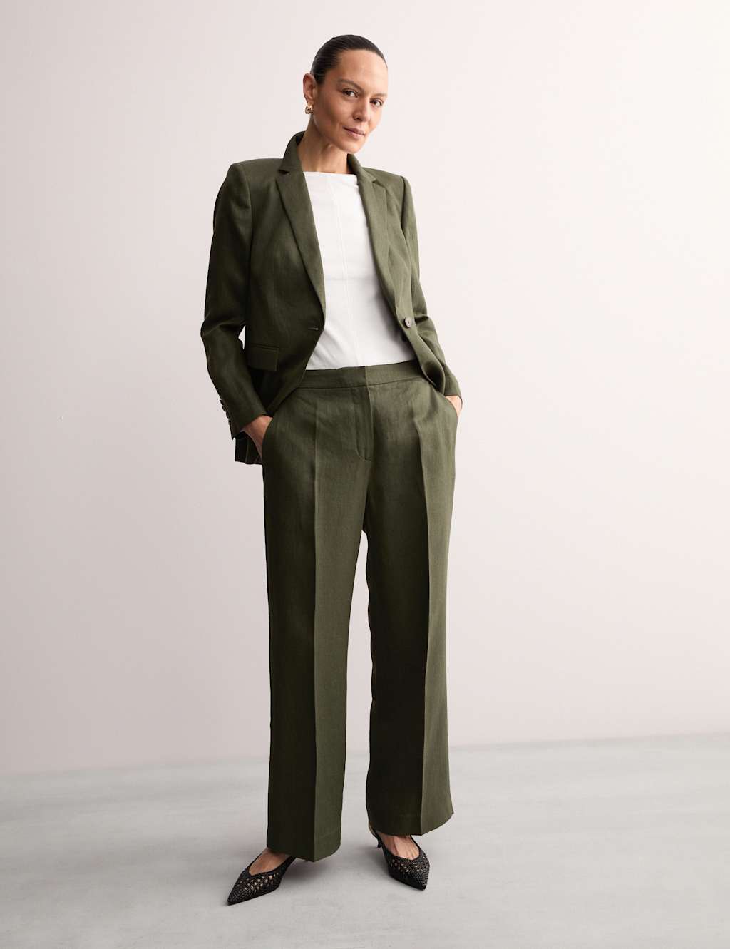 Pure Linen Straight Leg Trousers