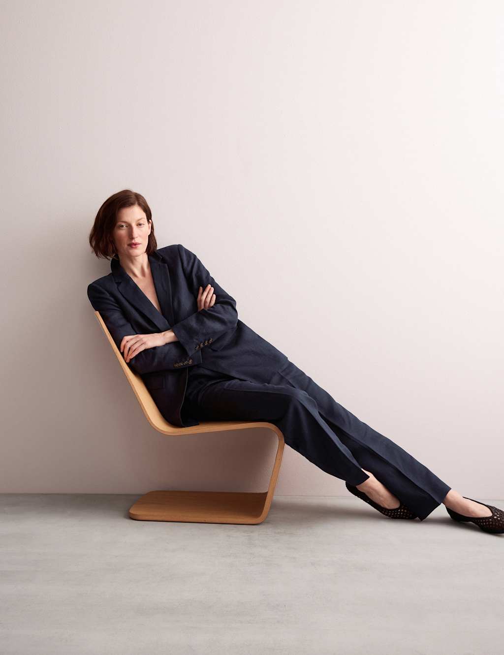 Pure Linen Pleat Front Tapered Trousers