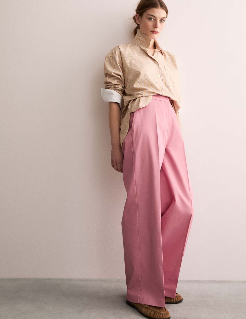 Cotton Rich Wide Leg Trousers with Linen
