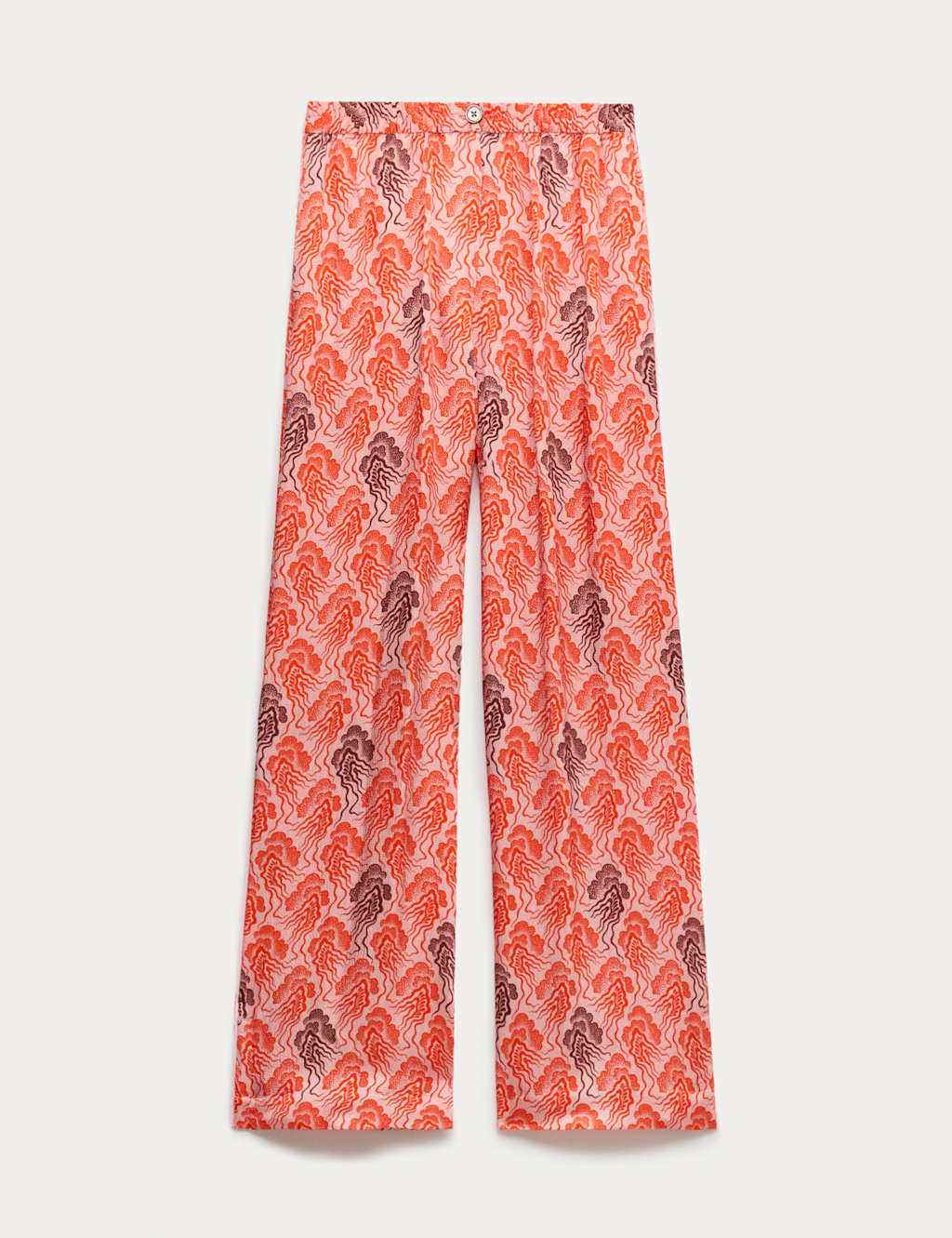 Jaeger Women's Printed Wide Leg Trousers - 14 - Pink Mix - By M&S