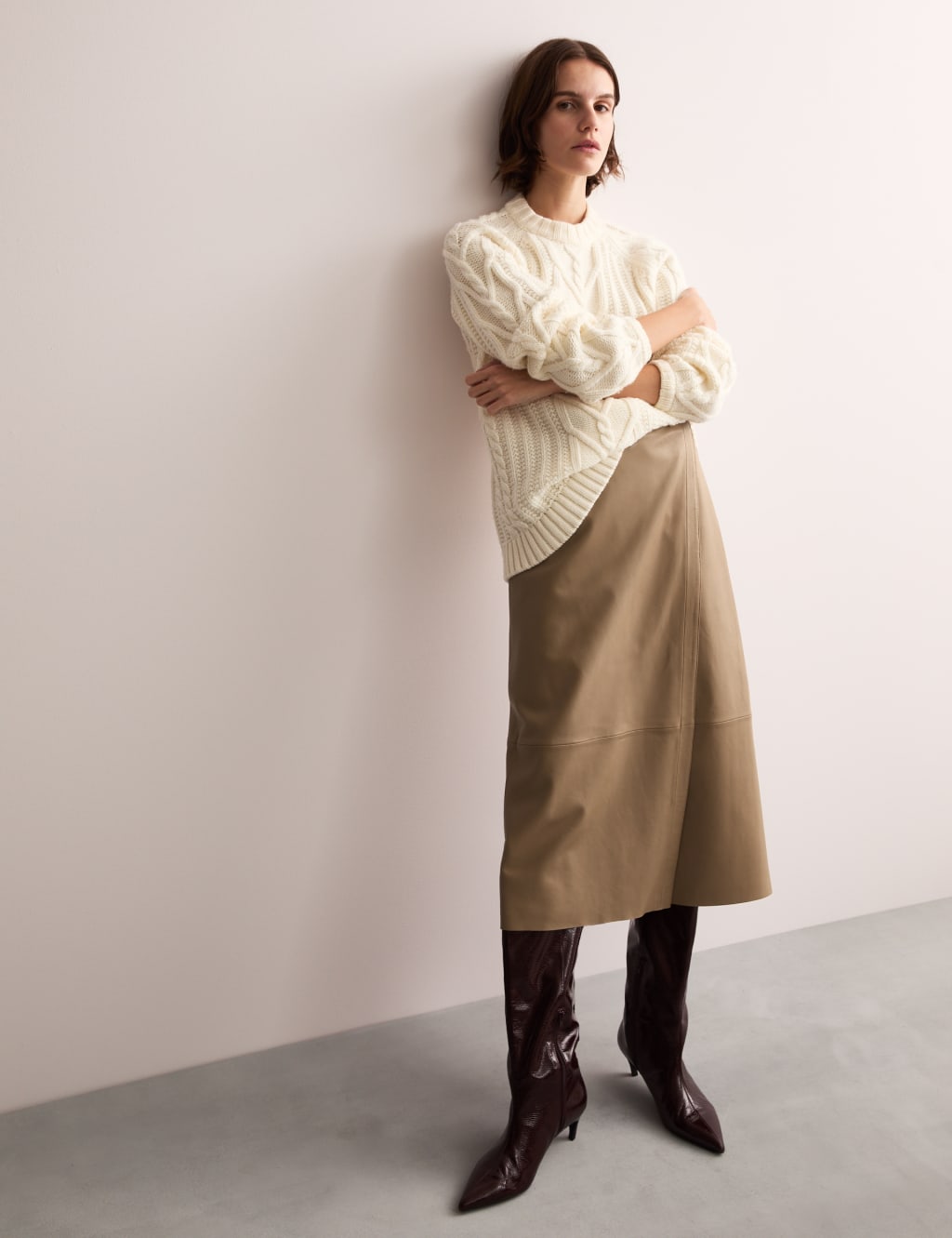 Leather Midi Wrap Skirt