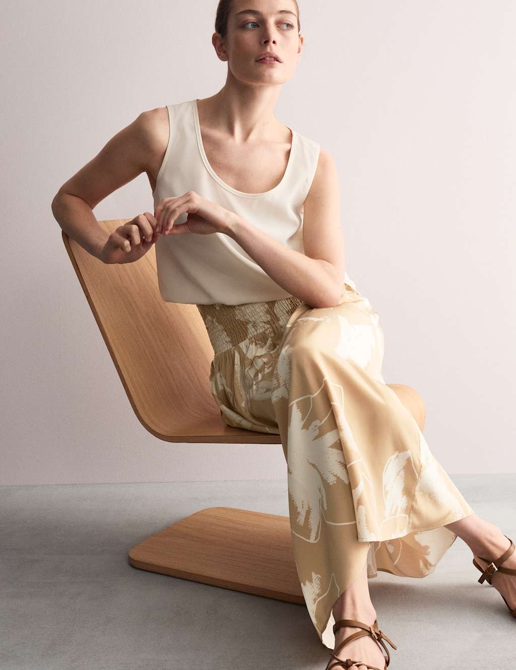 Pure Silk Floral Midi A-Line Skirt
