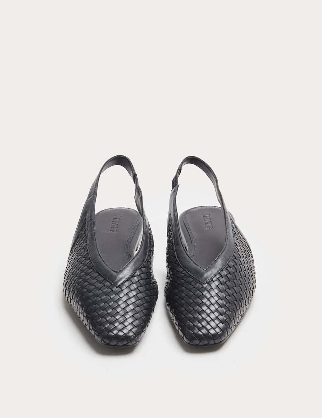 Jaeger Women's Leather Woven Flat Slingback Shoes - 4 - Navy - By M&S