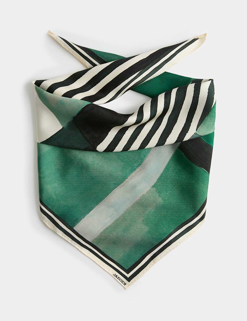 Jaeger Women's Pure Silk Striped Scarf - Green Mix - By M&S