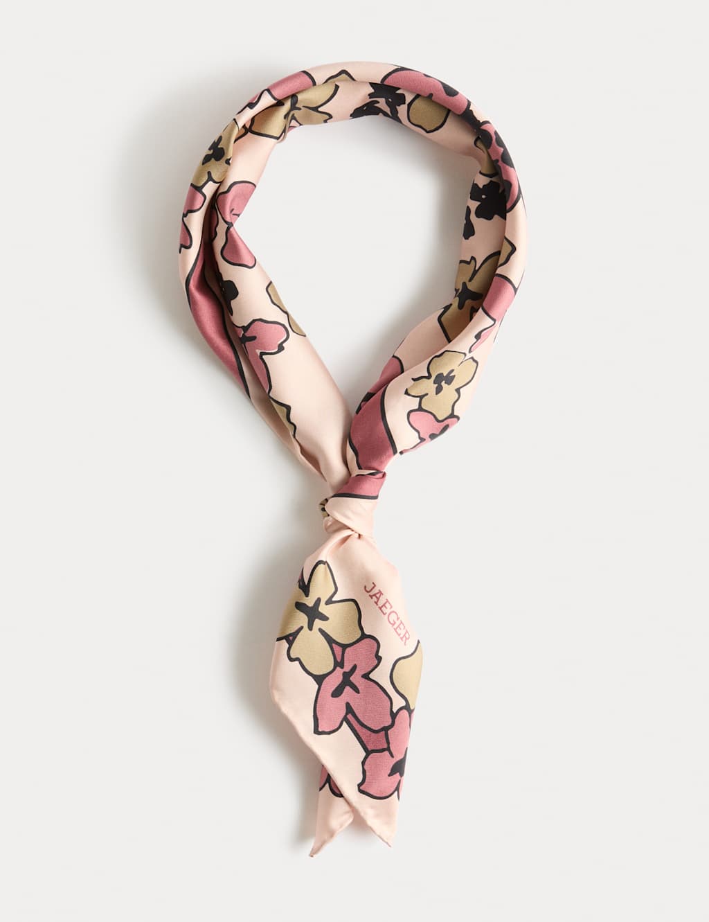 JAEGER Pure Silk Floral Scarf Pink Mix