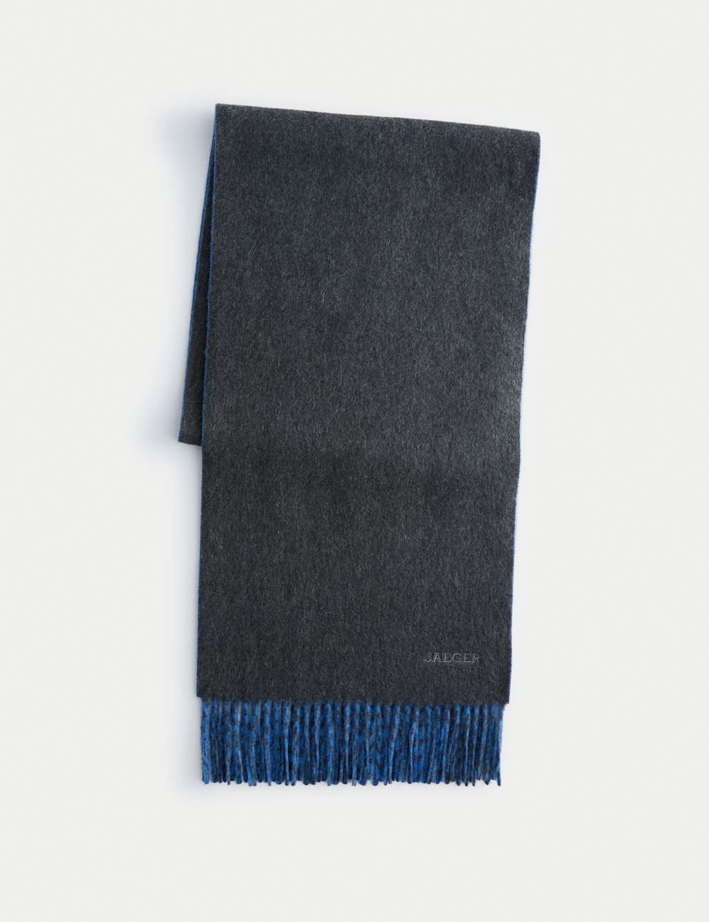JAEGER Pure Cashmere Double Faced Scarf Charcoal